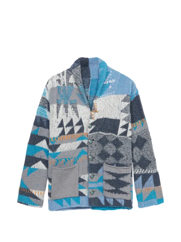 Fortela Hoppy Crochet Fringed Cardigan in Blue
