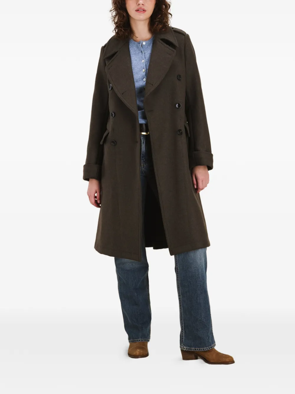  Fortela Balbo Double-breasted Flap Coat - Green 