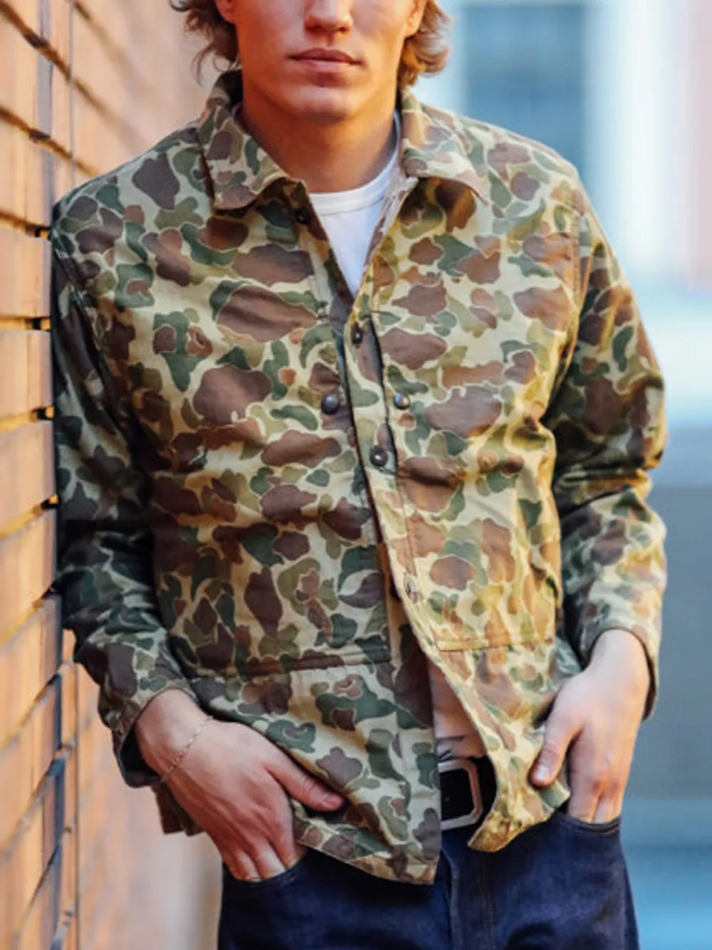 Camouflage Front-Pocket Overshirt