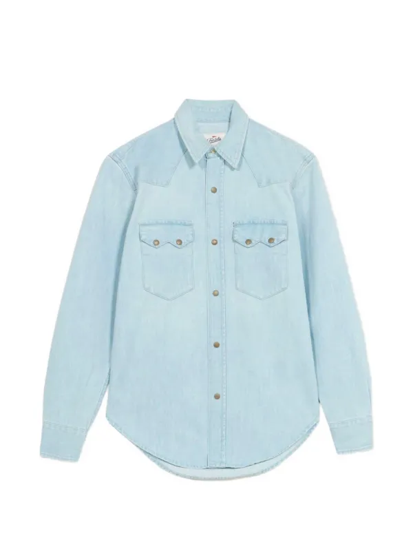 Fortela Chest-pocket Denim Shirt in Blue