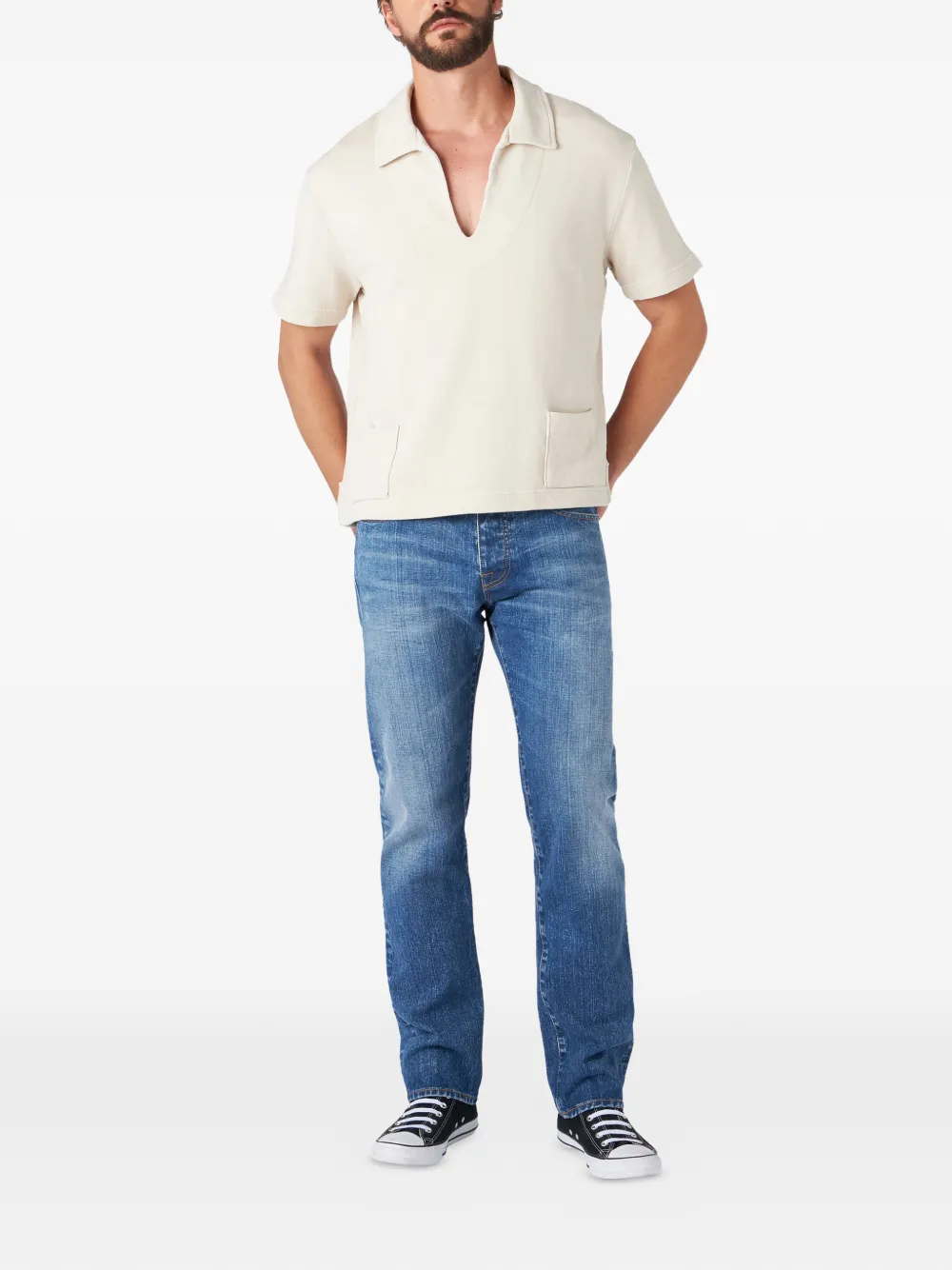 Fortela Grand T-shirt met V-hals Beige