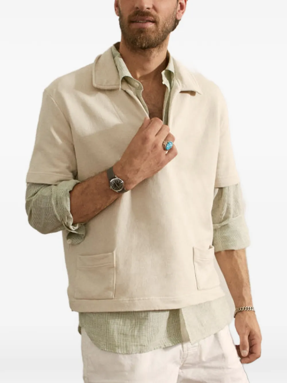 Fortela Grand T-shirt met V-hals Beige