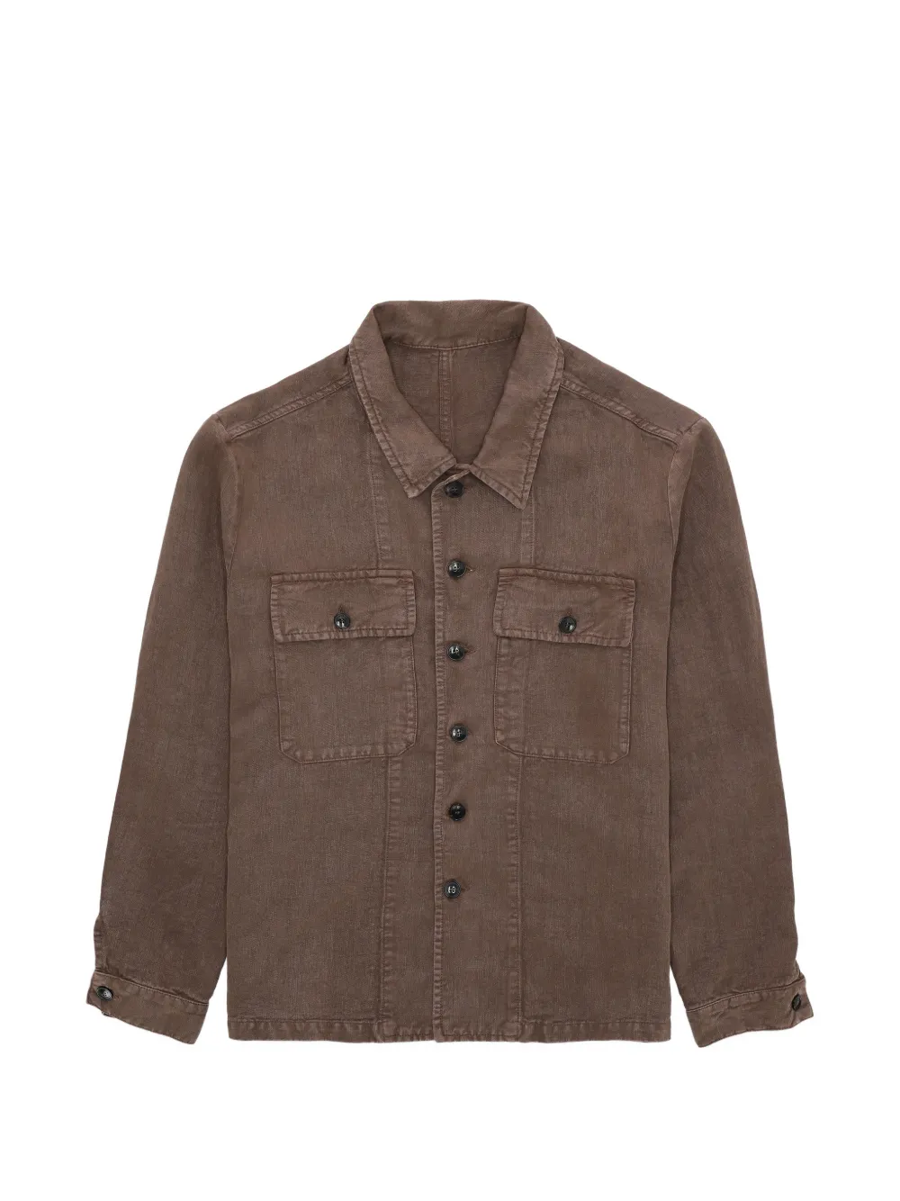 Fortela front pockets logo button shirt - Marrone