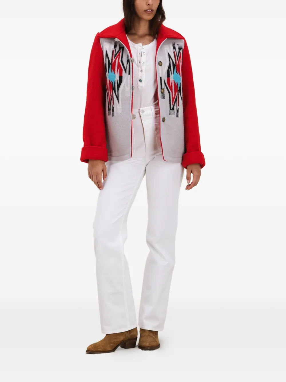  Fortela Patterned Button-fastening Jacket - Grey 
