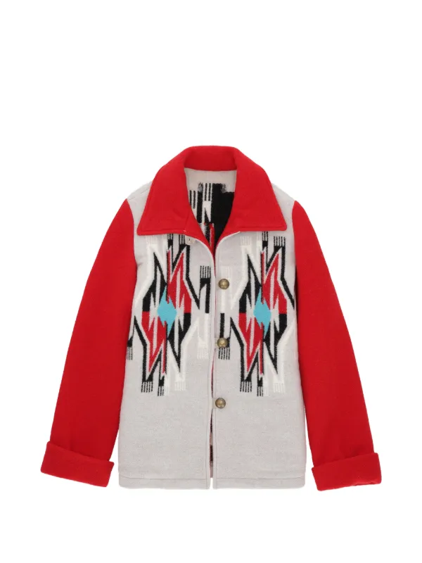 Fortela Patterned Button-fastening Jacket in Grey