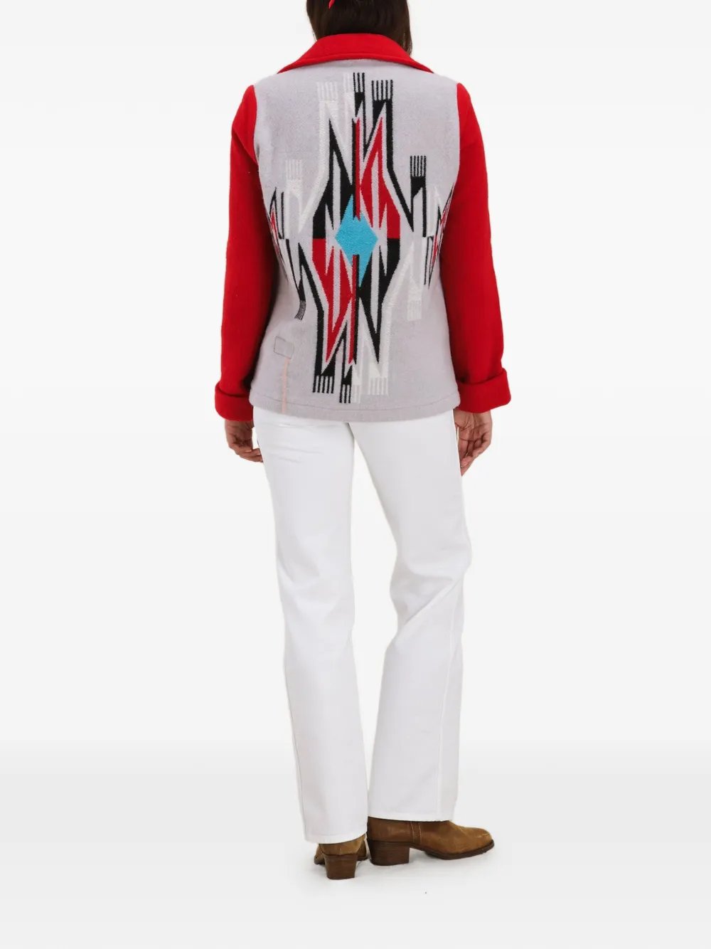  Fortela Patterned Button-fastening Jacket - Grey 