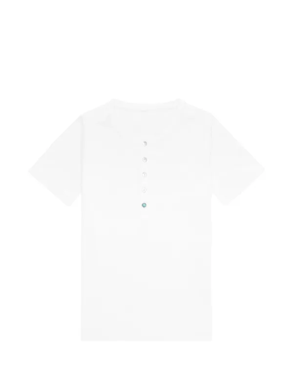 Fortela Coralie Mother-of-pearl Button T-shirt in White