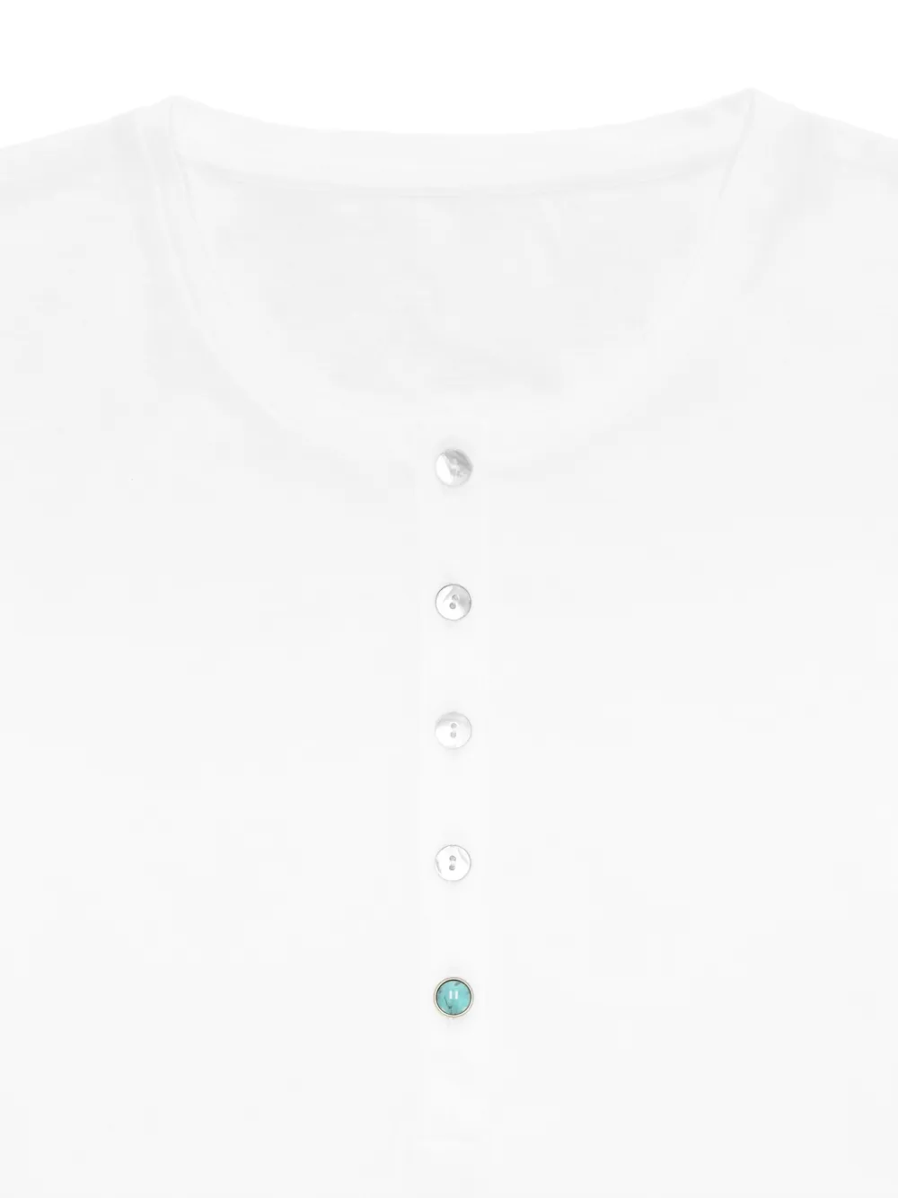 Fortela Coralie Mother-of-pearl Button T-shirt in White, view 5