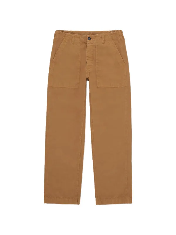 Fortela Button Canvas Trousers in Brown