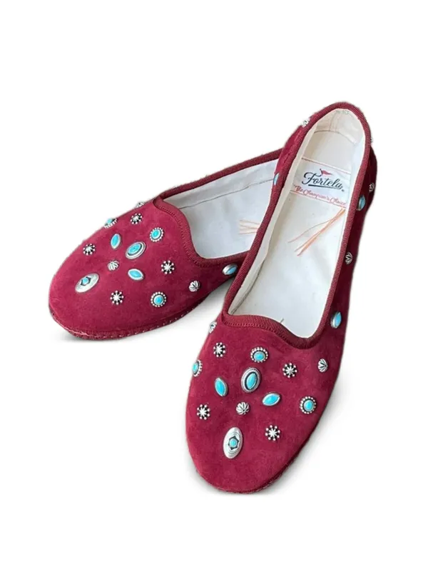 Fortela Friulane Studded Slippers in Red
