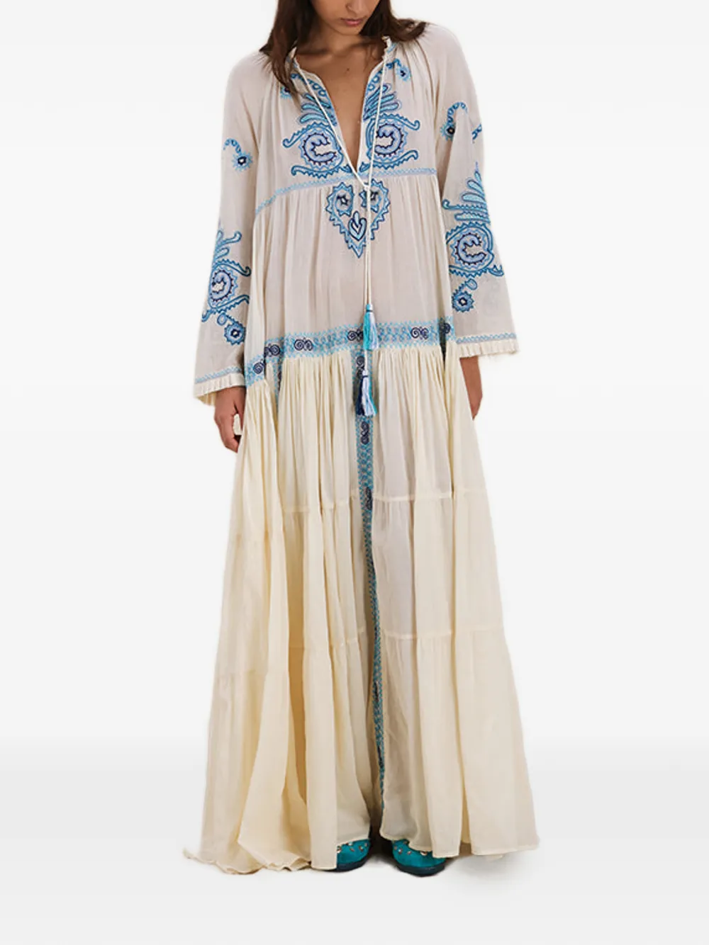  Fortela Embroidery Tassel Dress - Neutrals 