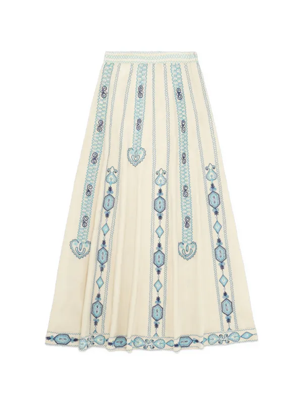 Fortela Nicea Embroidered Skirt in Neutrals
