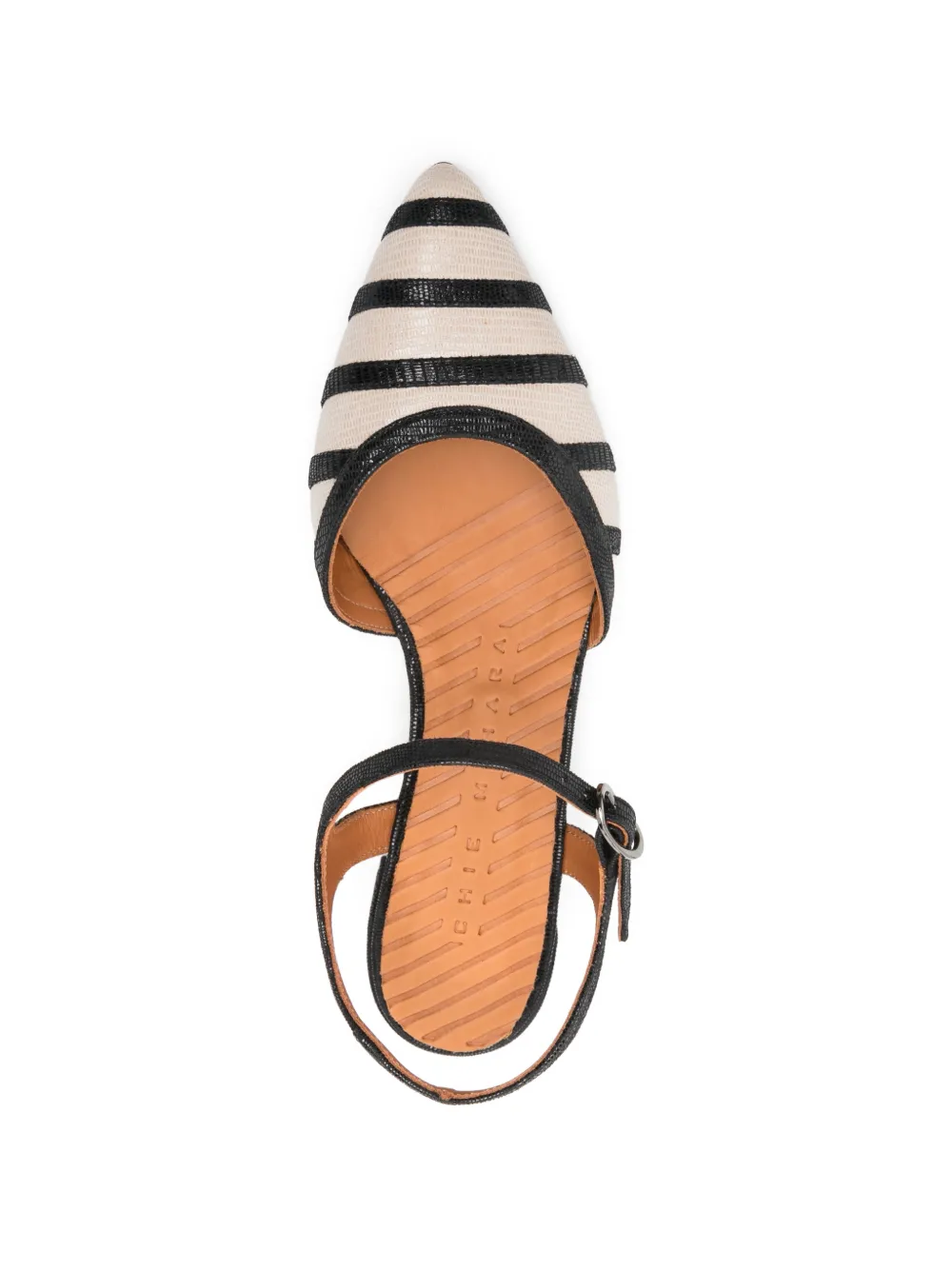 Chie Mihara Haler striped heeled pumps Beige