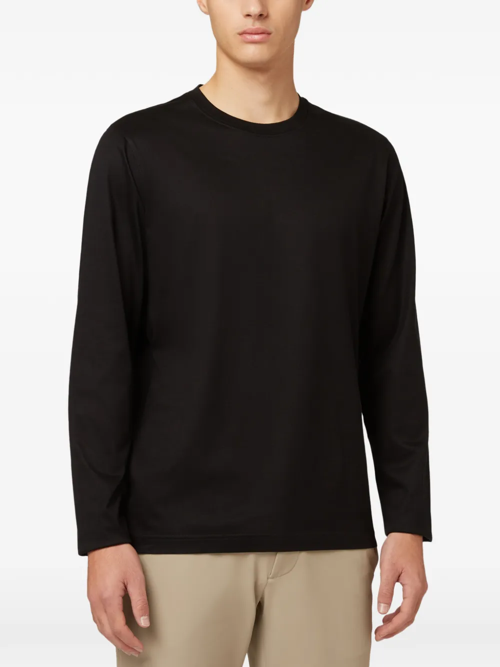 Boggi Milano Pima katoenen jersey T-shirt met lange mouwen Zwart