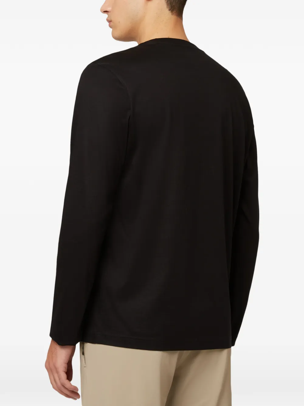 Boggi Milano Pima katoenen jersey T-shirt met lange mouwen Zwart