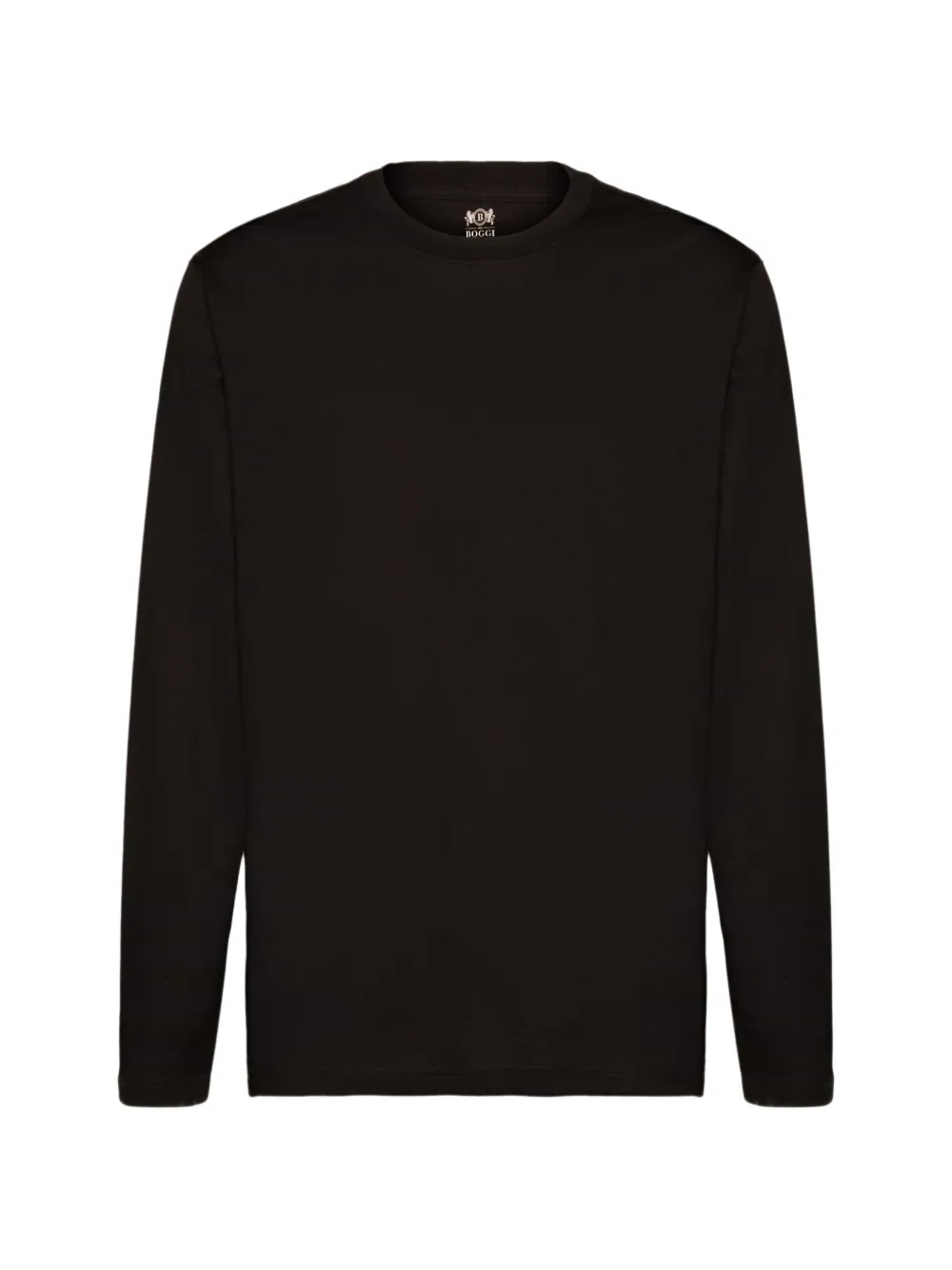 Boggi Milano Pima katoenen jersey T-shirt met lange mouwen Zwart
