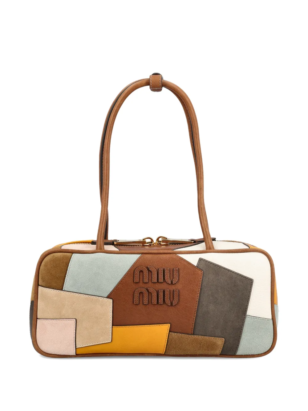 Miu Miu Borsa tote con logo goffrato - Marrone