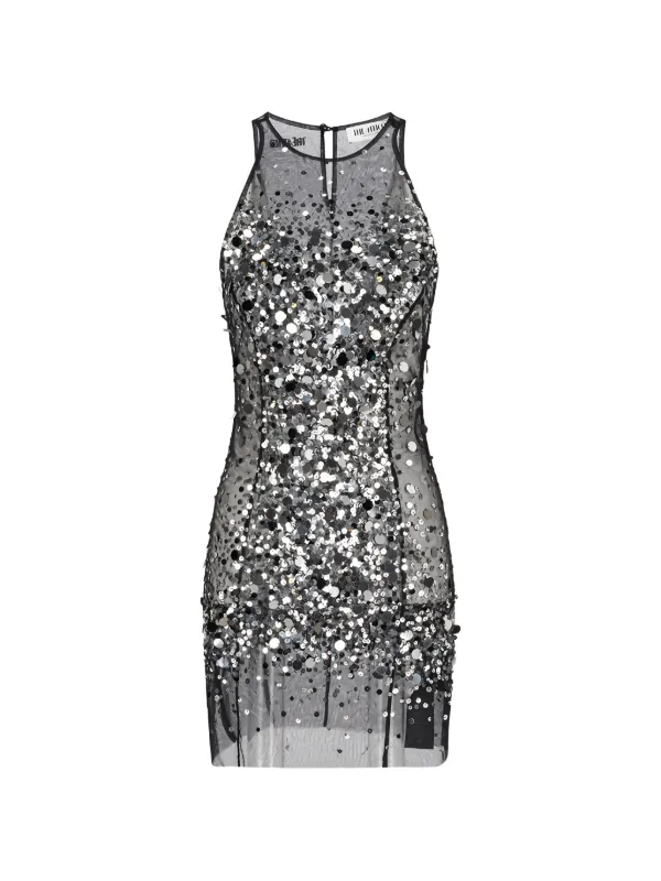 cristiano mini dress Black Velvet Lace Up Mini Dress with Aqua and Fuchsia Drape