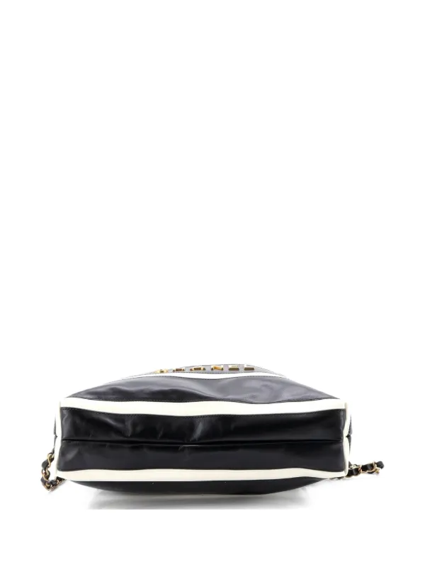 CHANEL Pre-Owned 22 Chain Striped Shiny Calfskin Medium  display picture 3