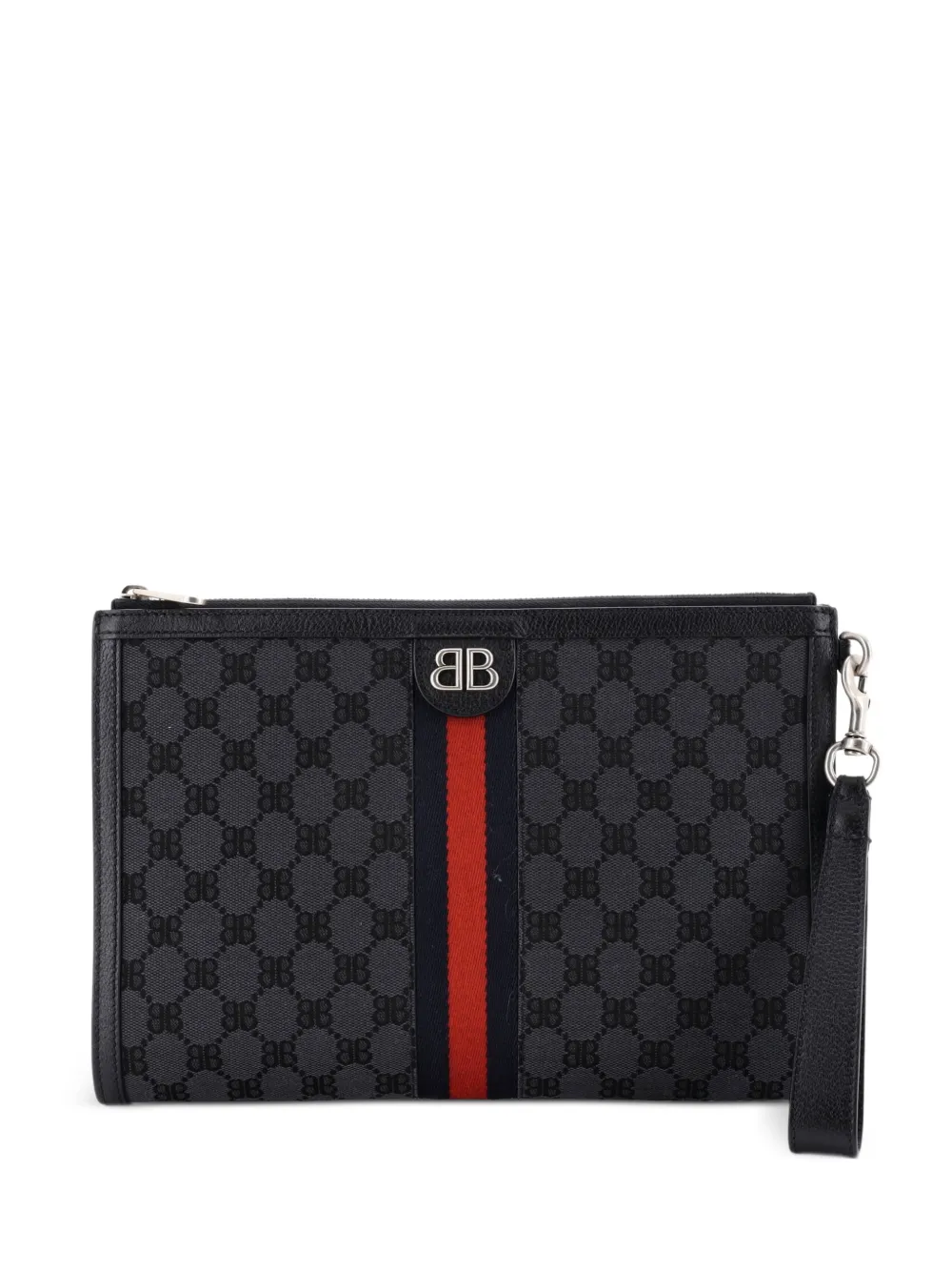 Balenciaga Pre-Owned x Gucci The Hacker Project Web Wristlet BB Canvas clutch bag - Nero