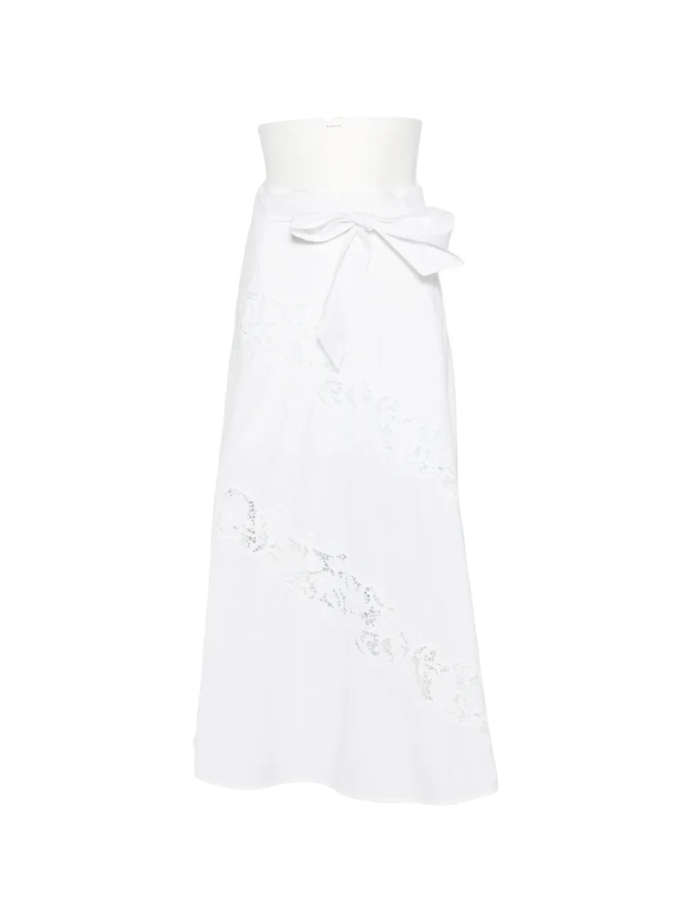 TWINSET lace-panel bow-detail midi skirt - Bianco