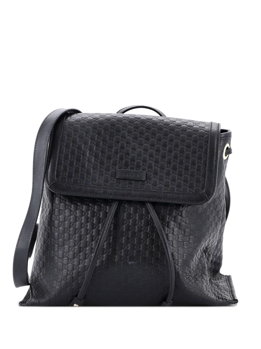 Gucci Pre-Owned Drawstring Flap Microguccissima Leather Medium backpack - Nero