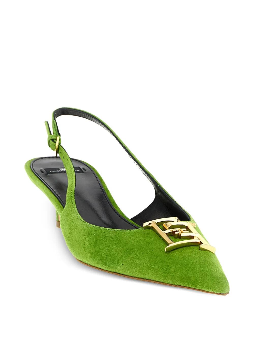 Elisabetta Franchi Suède slingbacks met metalen logo Groen
