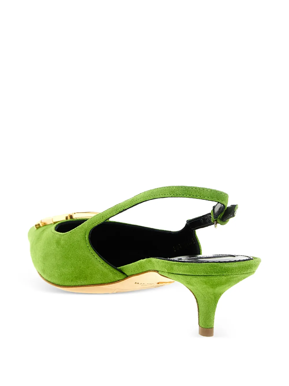 Elisabetta Franchi Suède slingbacks met metalen logo Groen