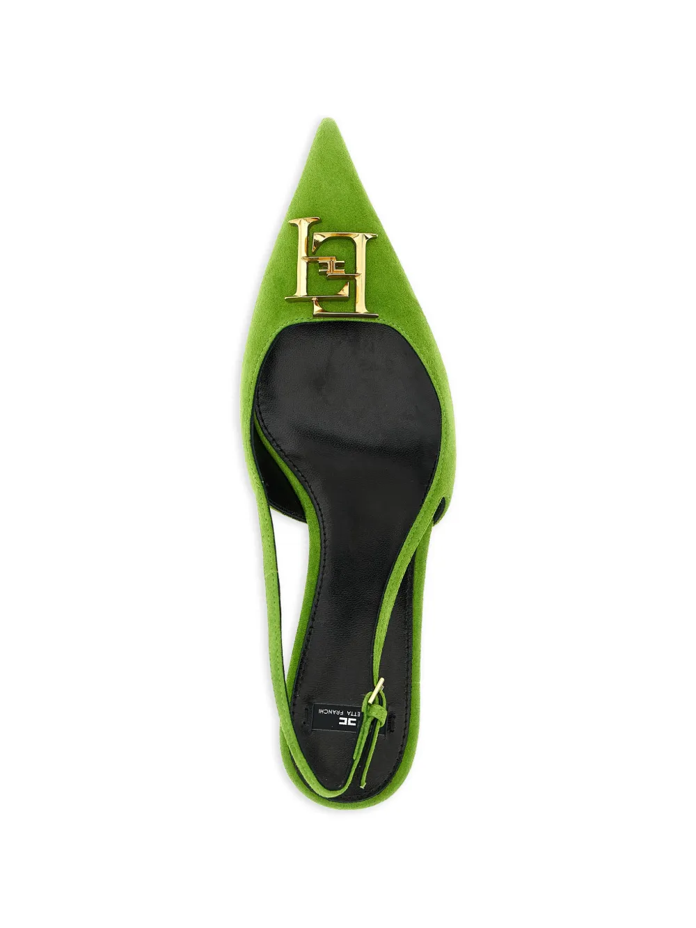 Elisabetta Franchi Suède slingbacks met metalen logo Groen
