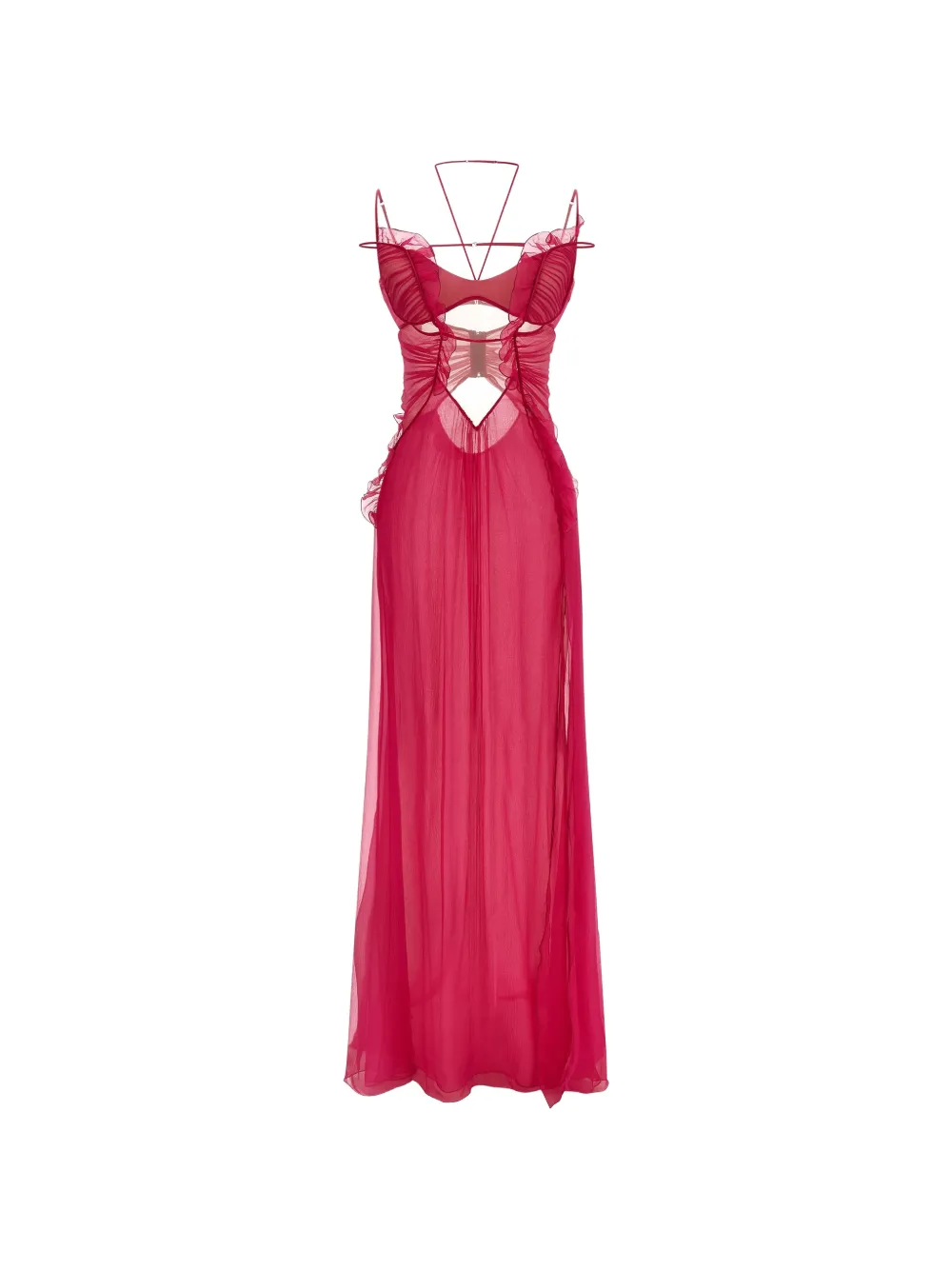 Nensi Dojaka ruffled cutout gown - Rosso