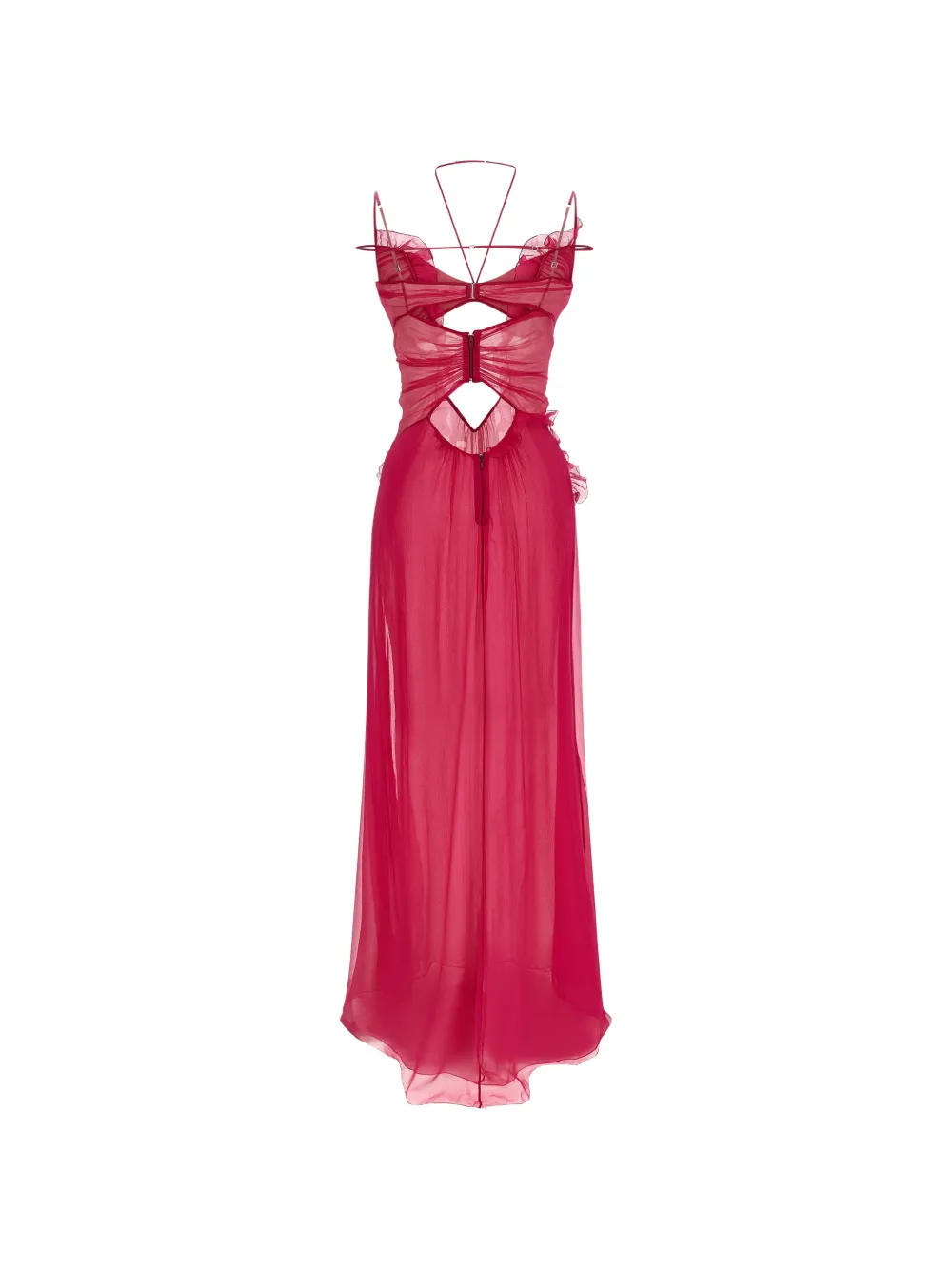  Nensi Dojaka Ruffled Cutout Gown - Red 