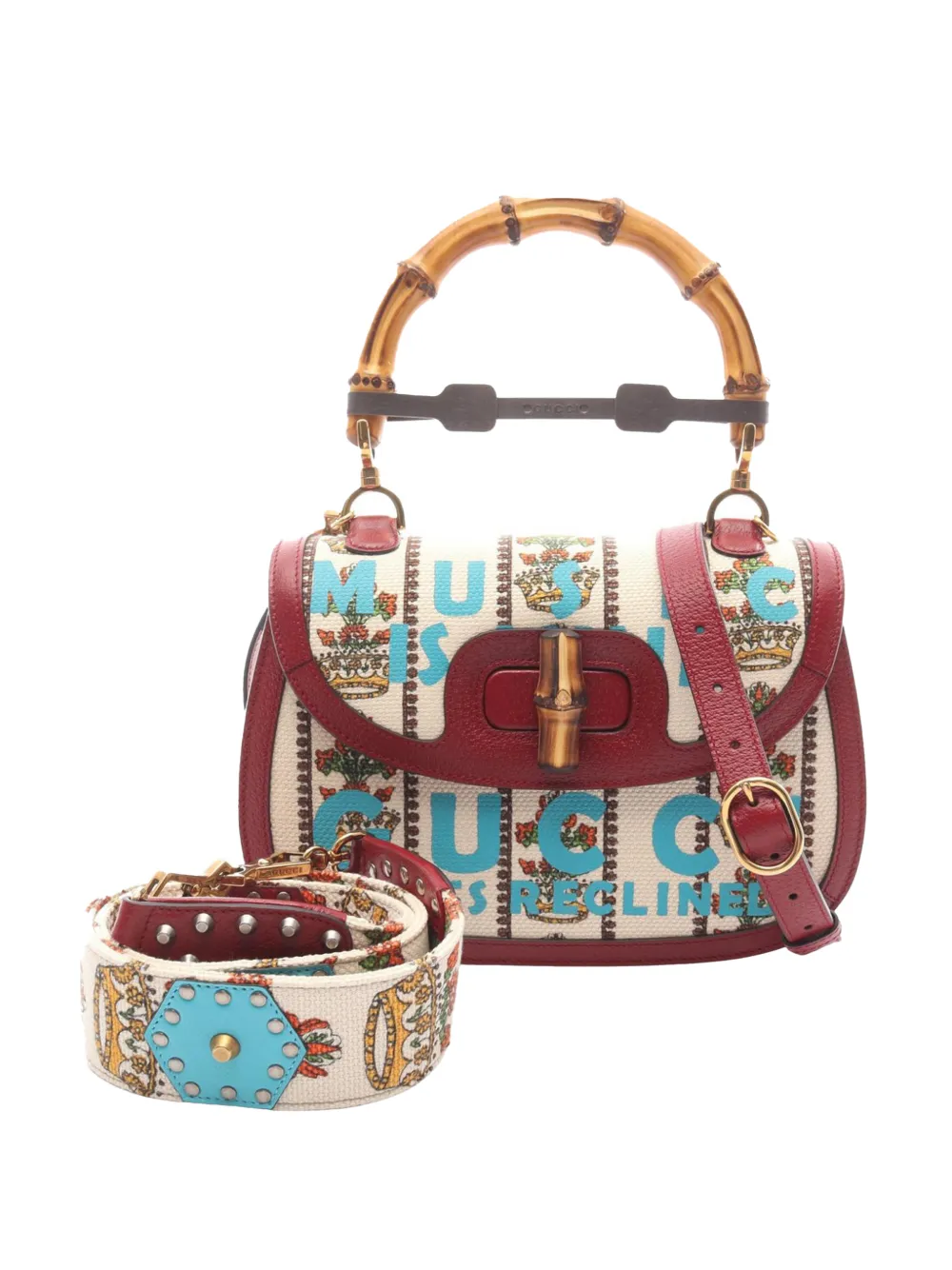 Gucci Pre-Owned 2016-2025 100th Anniversary Canvas Bamboo Top Handle Bag handbag - Bianco