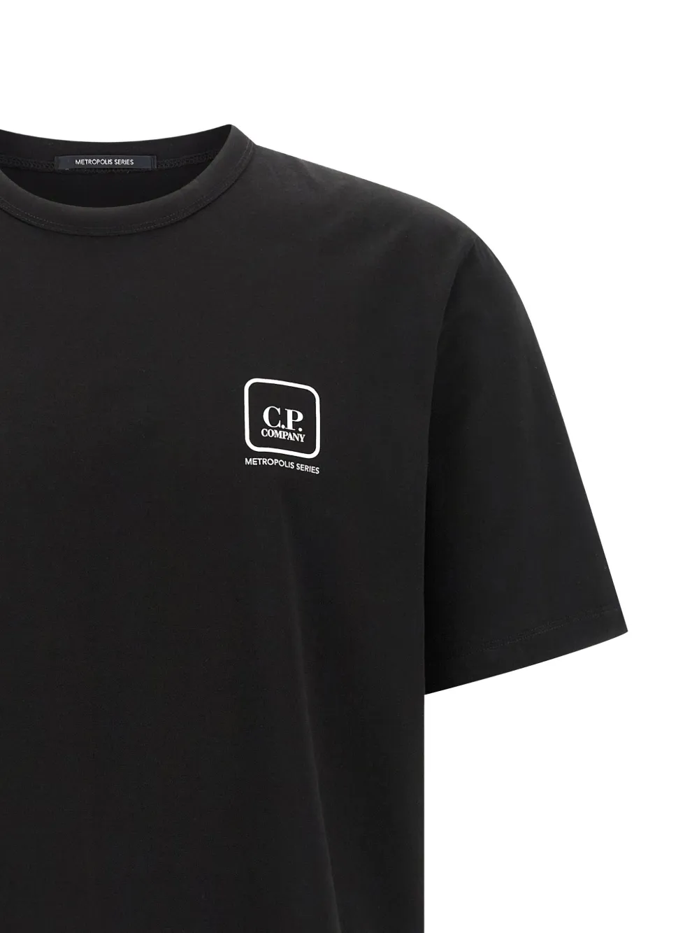 C.P. Company Metropolis Series gemerceriseerd jersey badge T-shirt met korte mouwen en print Zwart