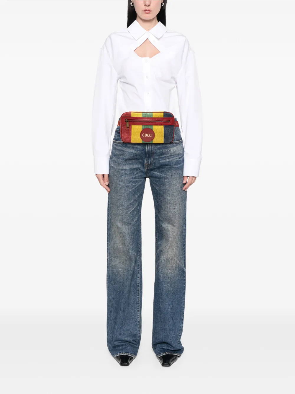  Gucci Pre-owned 2016-2025 Baiadera Canvas Stripe Belt Bag - Multicolour 