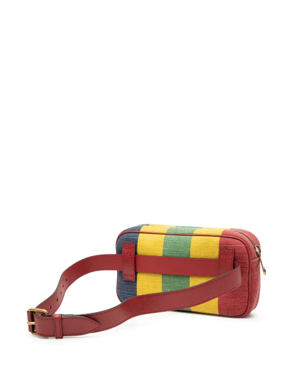 Gucci Pre-Owned 2016-2025 バイアデラ キャンバス ストライプ ベルト