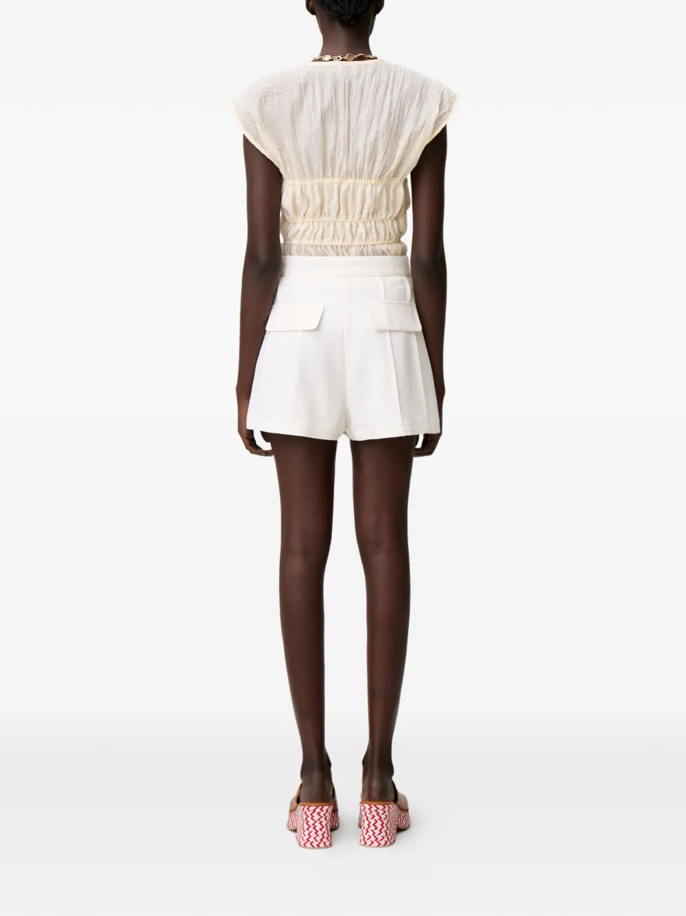 Claudie Pierlot Shorts met knoopsluiting en stiksel Wit