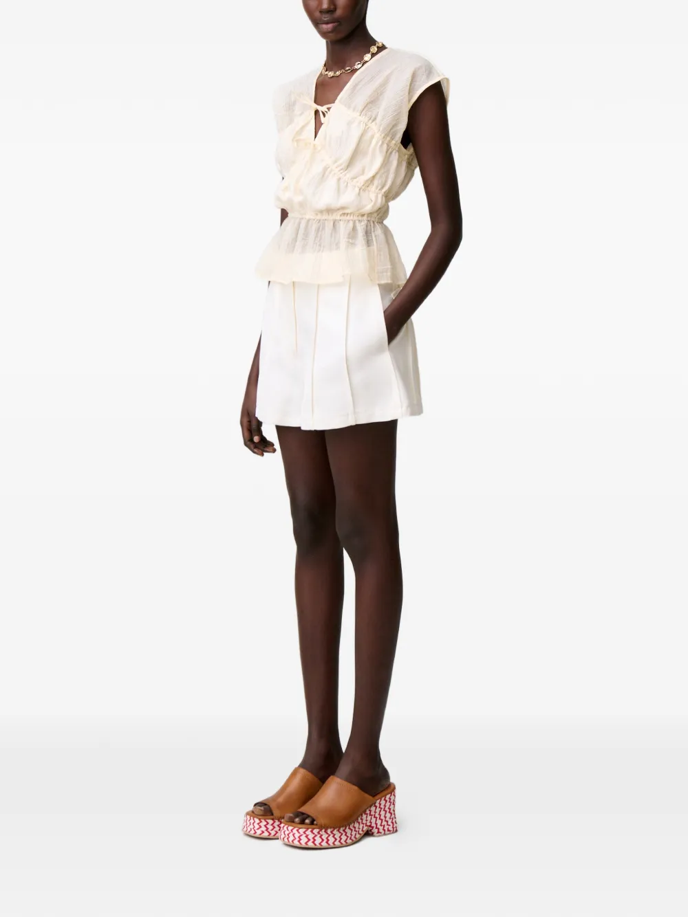 Claudie Pierlot Shorts met knoopsluiting en stiksel Wit