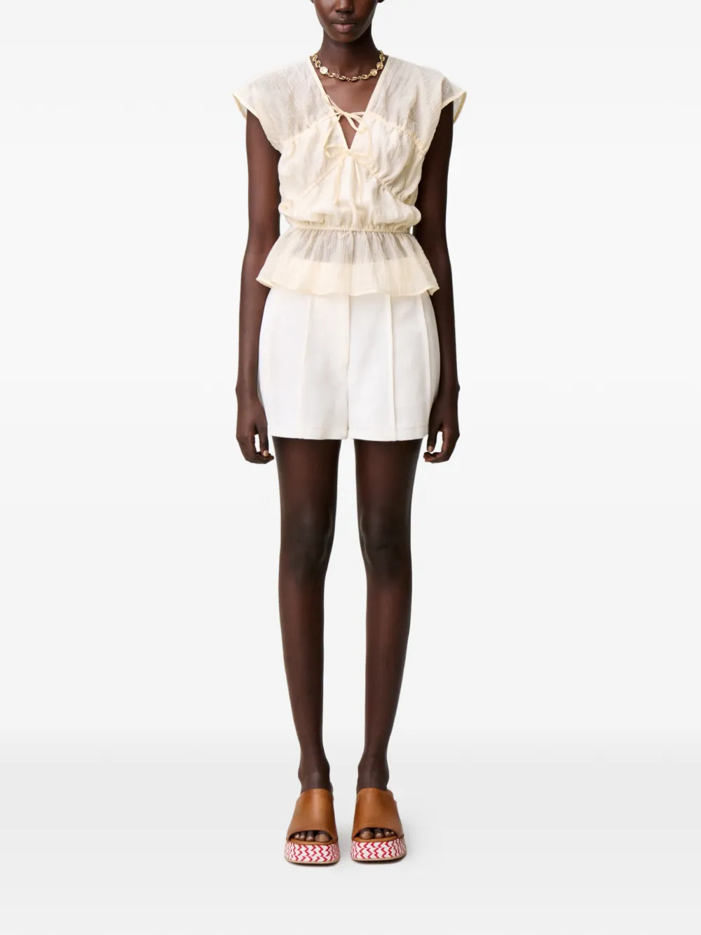Claudie Pierlot Shorts met knoopsluiting en stiksel Wit