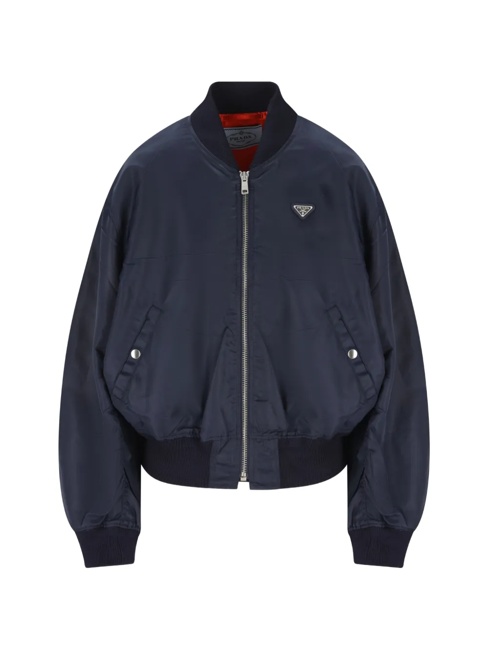 Prada logo-plaque bomber jacket - Blu