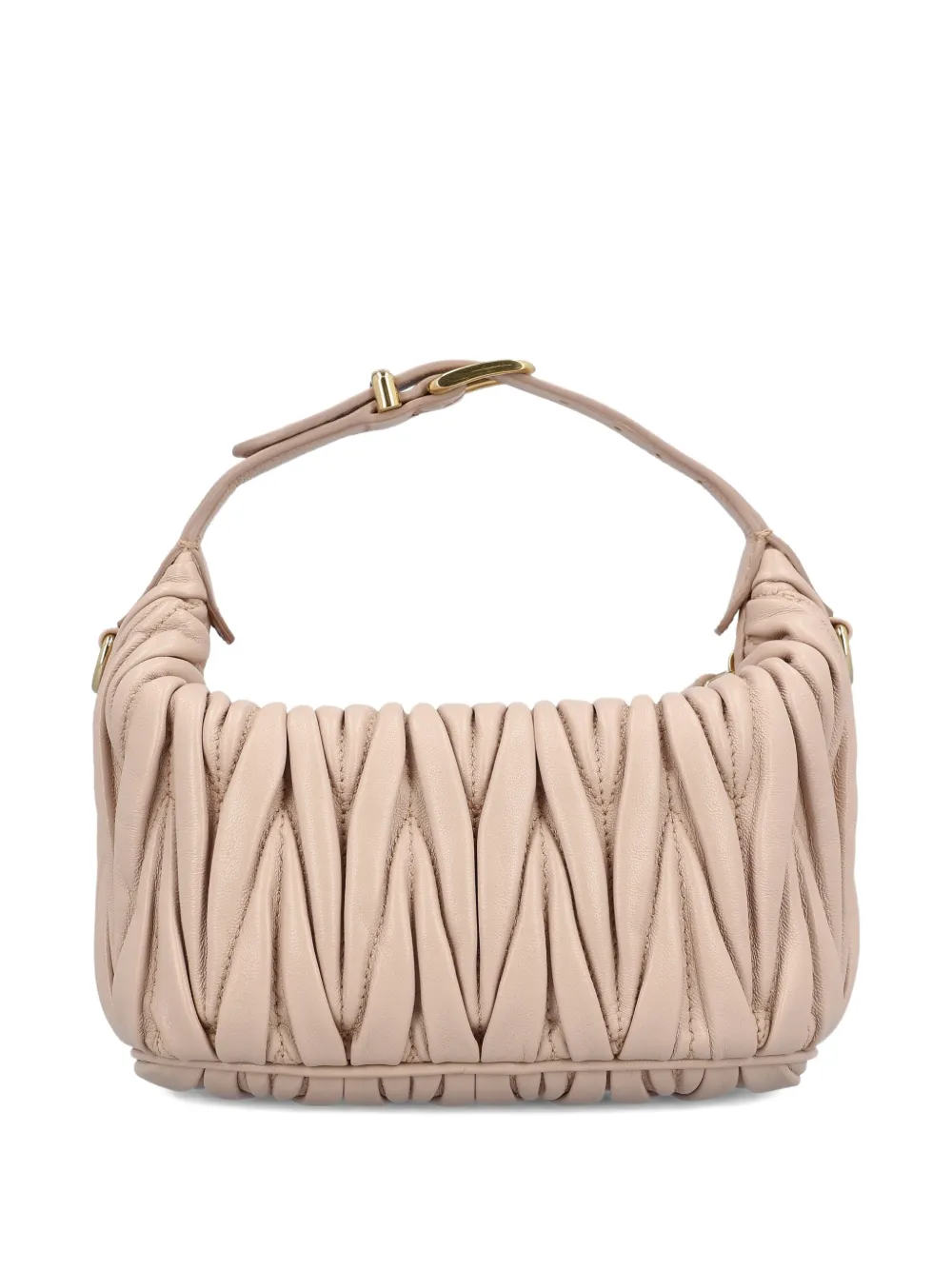 Miu Matelassé leren mini-tas Roze
