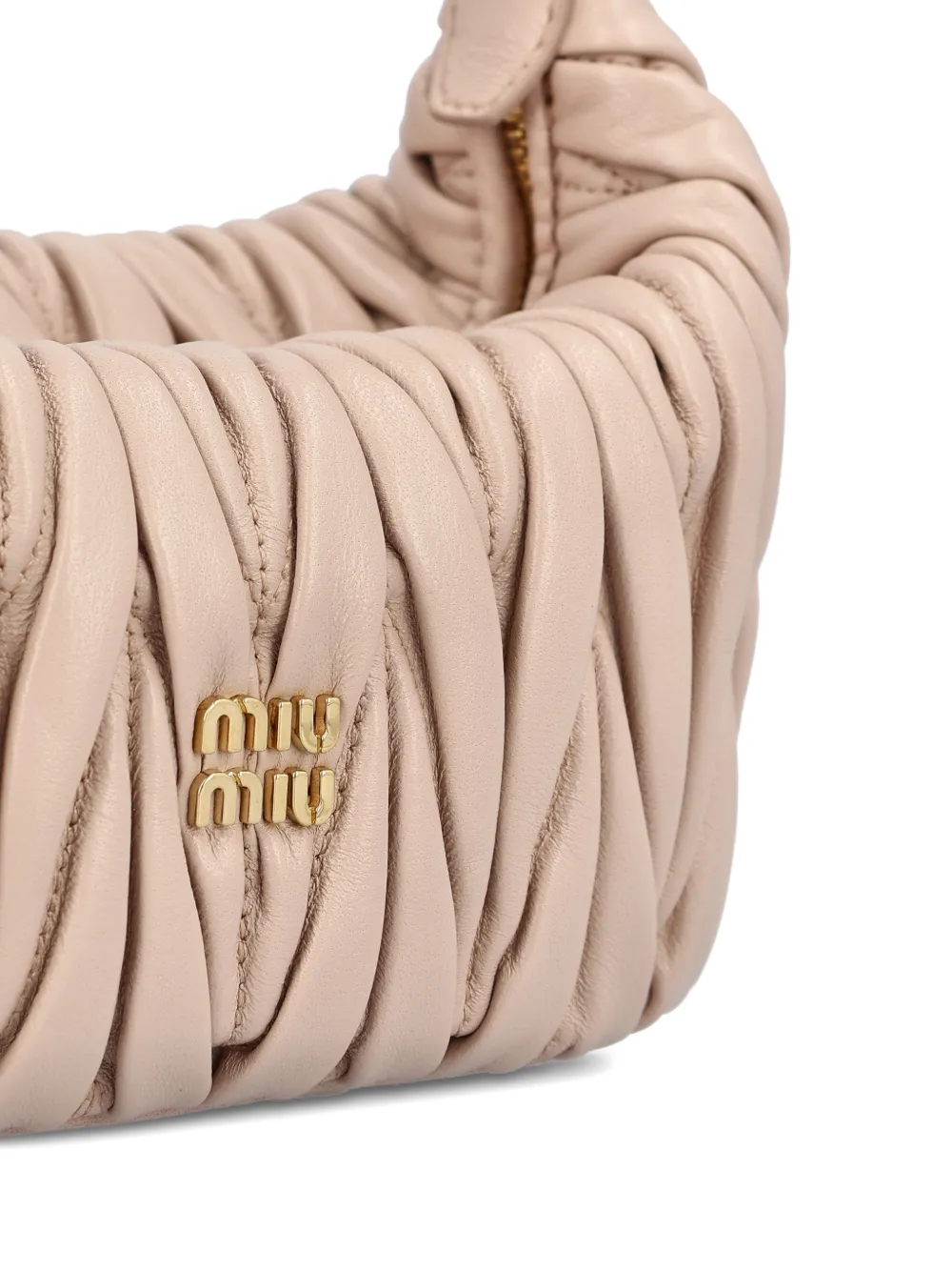 Miu Matelassé leren mini-tas Roze