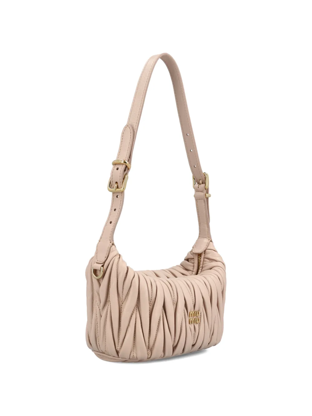 Miu Matelassé leren mini-tas Roze