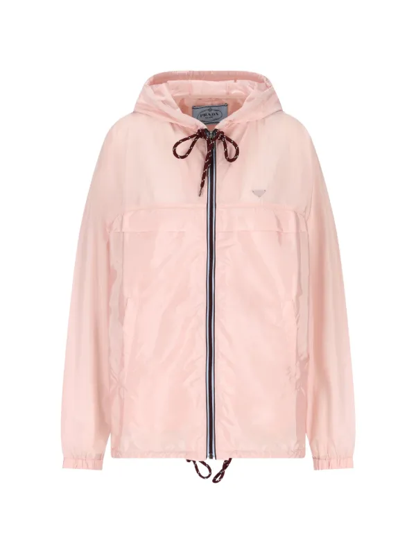 Prada Lightweight Re-nylon Hooded Raincoat in Pink