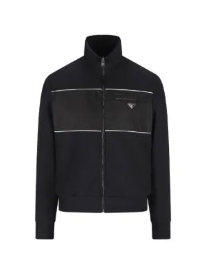 Prada Re-Nylon Panelled zip-up Jacket | Black | FARFETCH RO