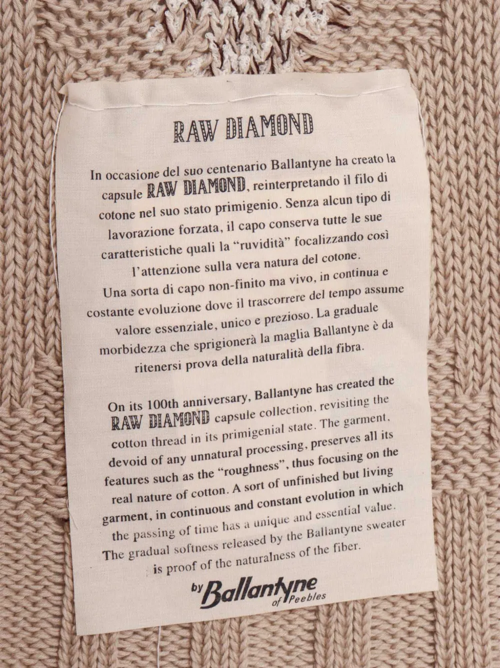 Ballantyne Raw Diamond intarsia trui Beige