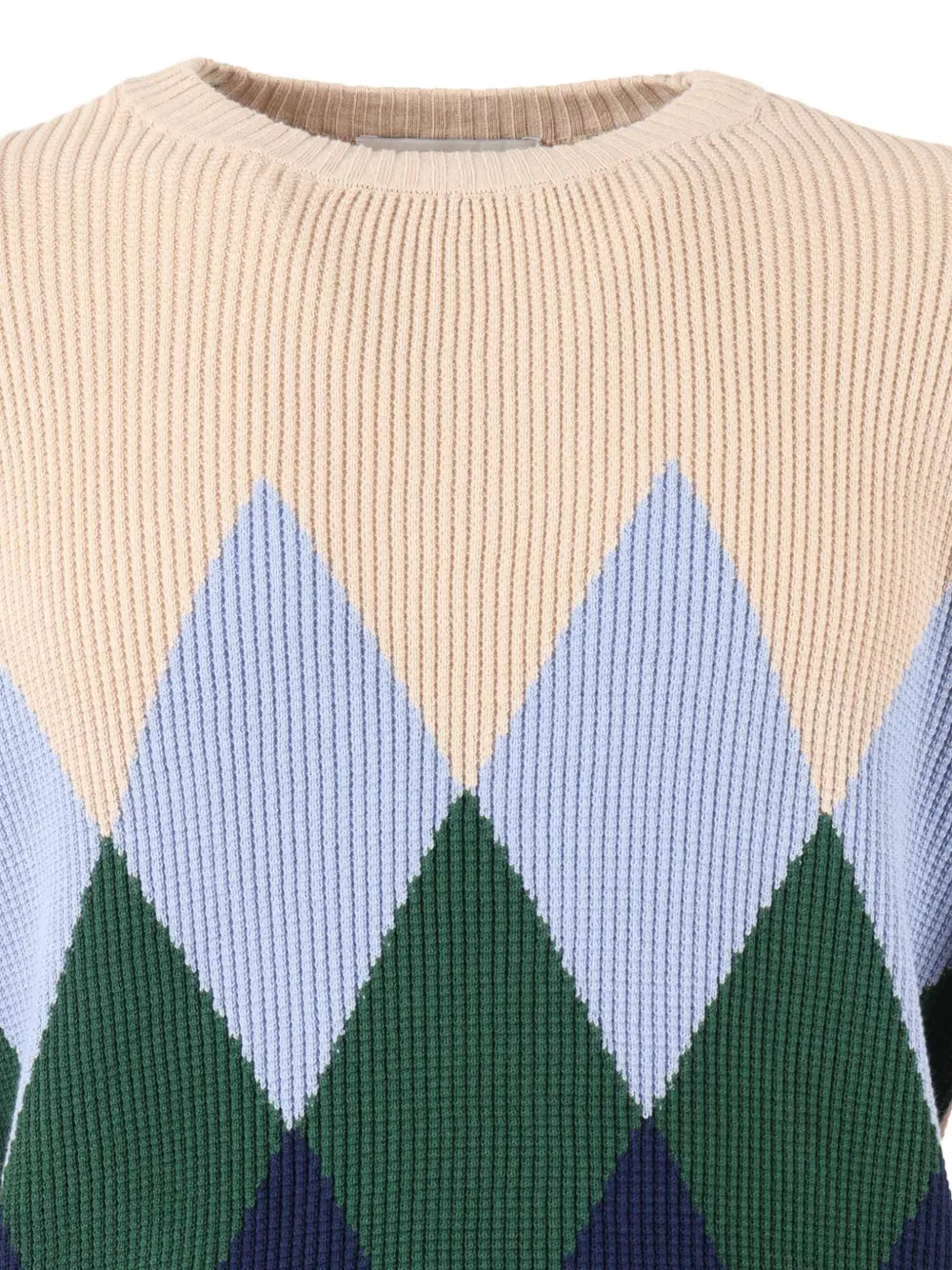 Ballantyne Trui met ronde hals en argyle-print Beige