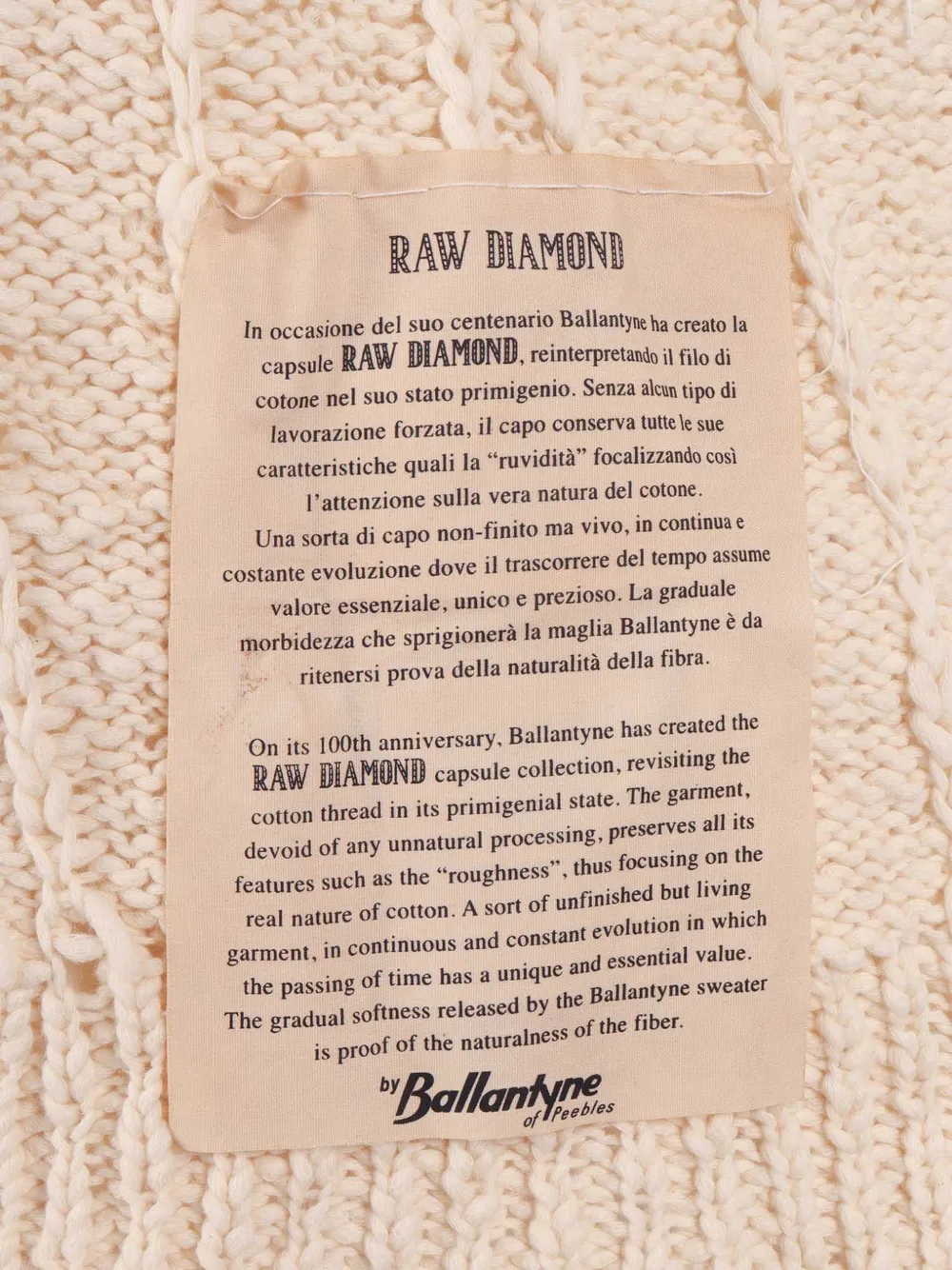 Ballantyne Raw Diamond kabelgebreide trui Beige