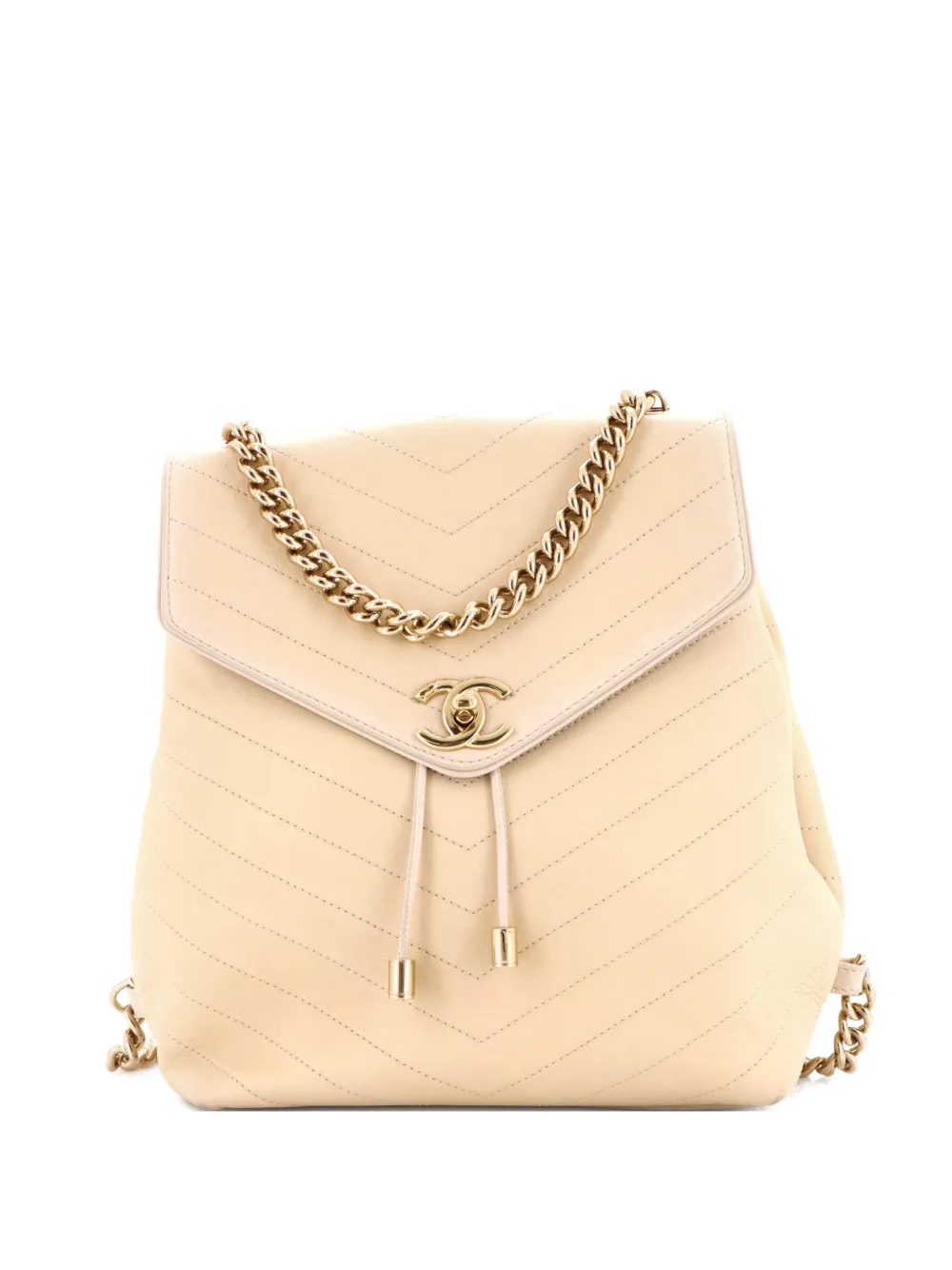 CHANEL Pre-Owned Coco Chevron Stitched Calfskin Small backpack - Toni neutri