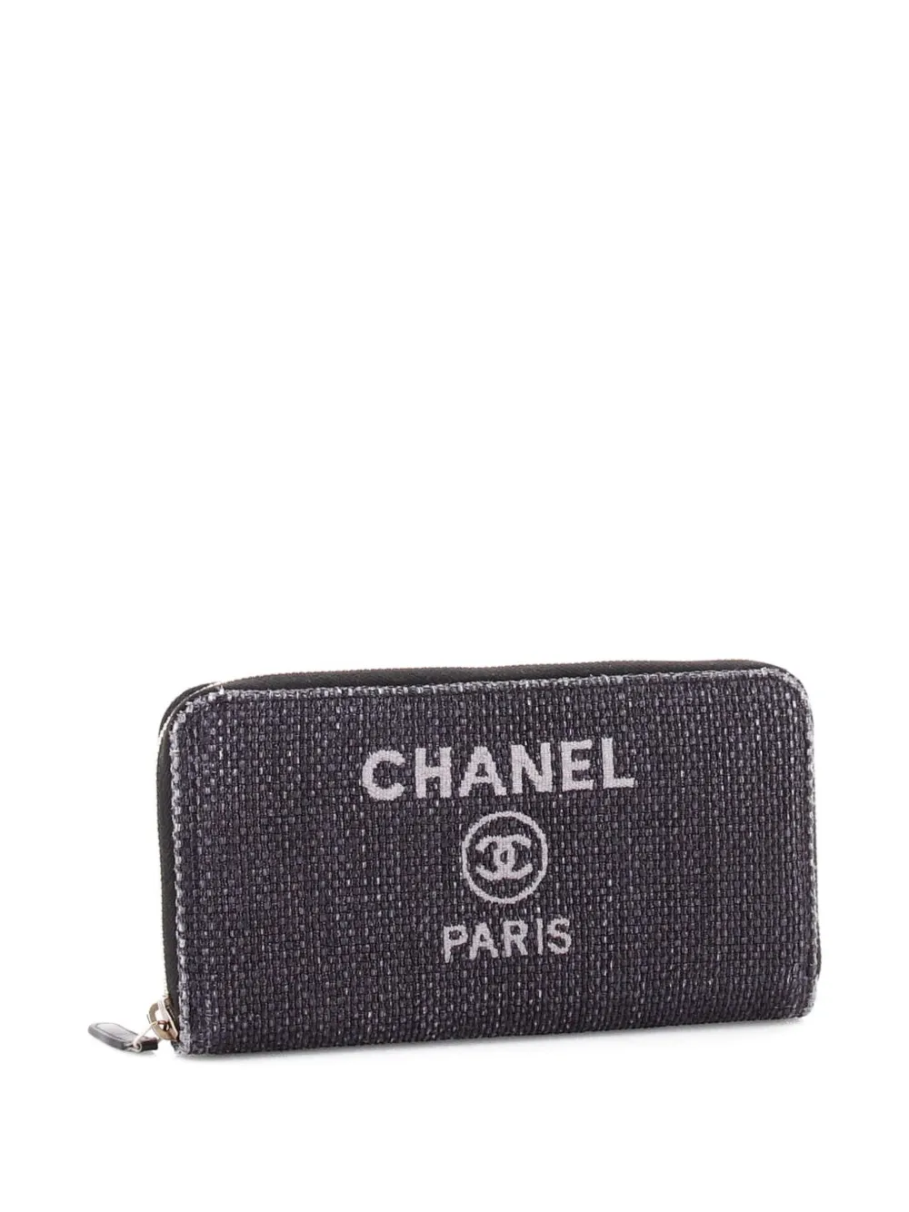 CHANEL Pre-Owned Längliches Deauville Flap Portemonnaie aus Raffiabast - Schwarz