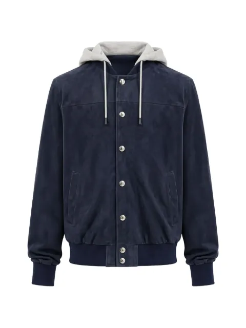 Eleventy hooded suede jacket
